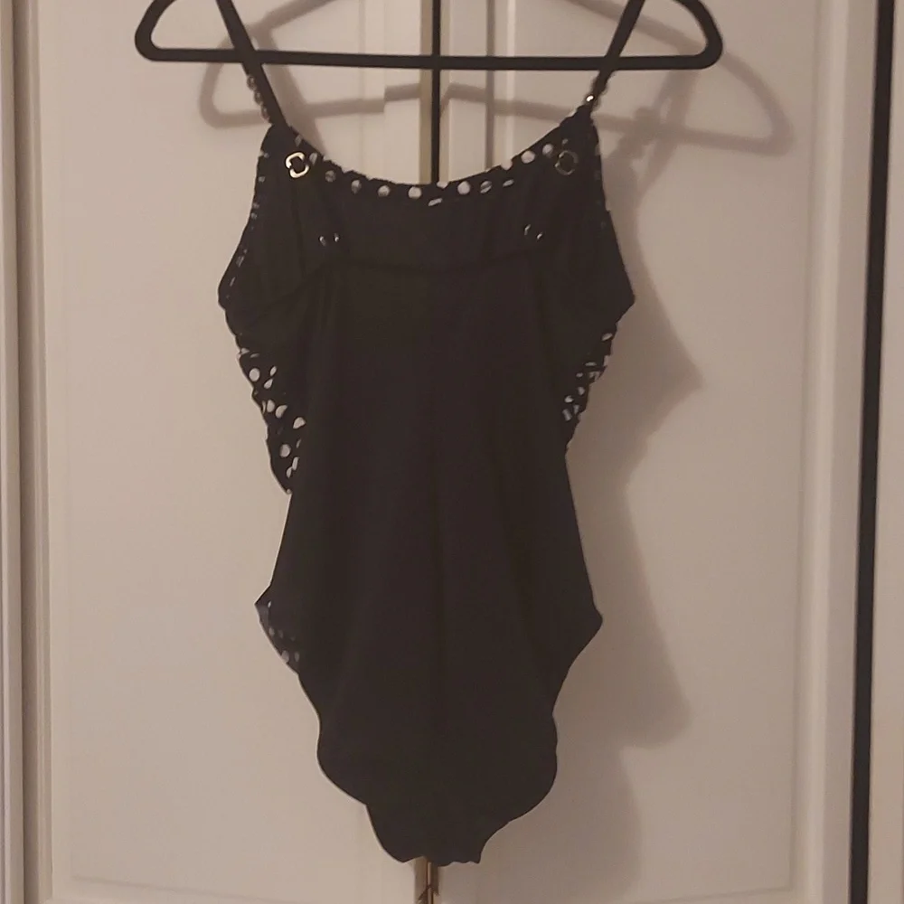 Magic Suit Swimsuit Black And White Polka Dot Size 10
